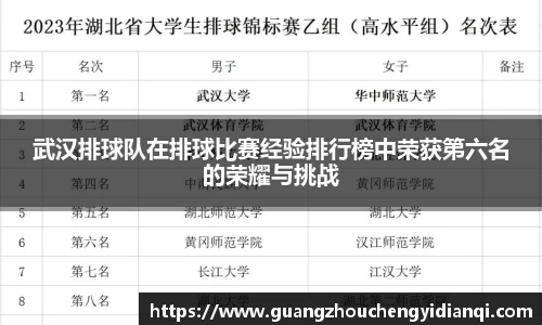 武汉排球队在排球比赛经验排行榜中荣获第六名的荣耀与挑战